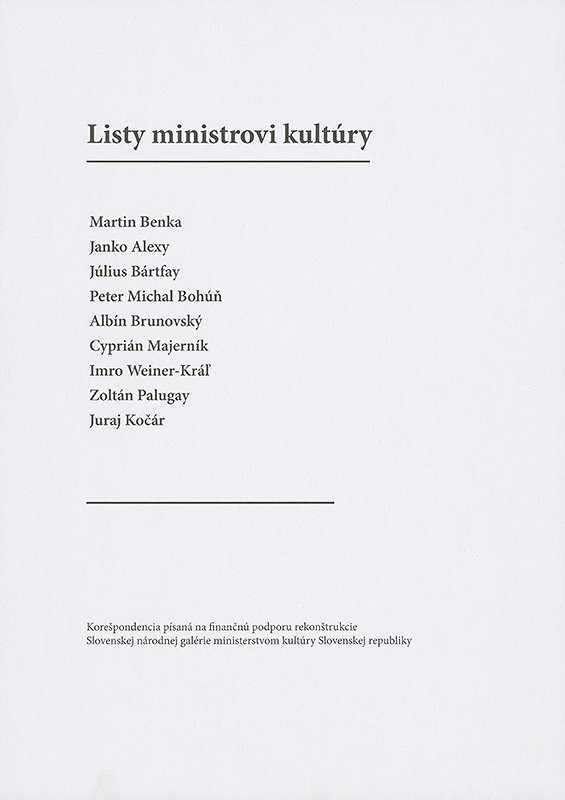 Juraj Kočár – Listy ministrovi kultúry SR