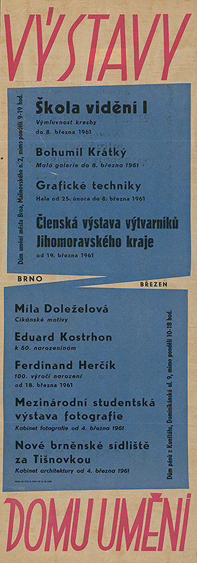 Brnenský autor – Výstavy Domu umění města Brna. Březen 1961