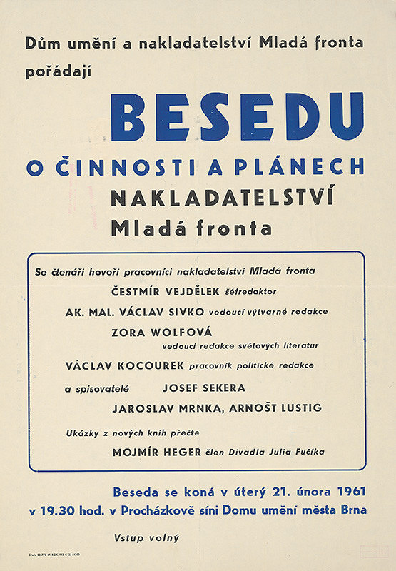 Brnenský autor – Beseda o činnosti a plánoch nakladateľstva Mladá Fronta