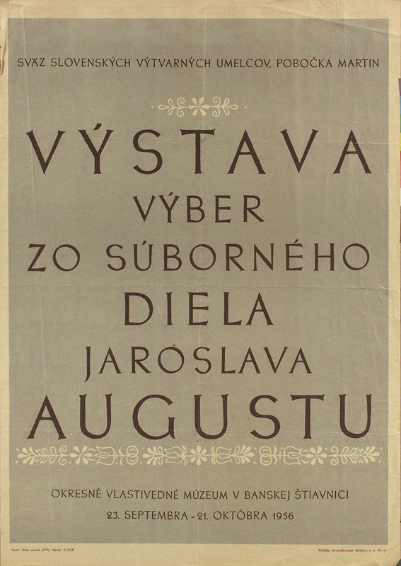 Slovenský autor – Výstava súborného diela Jar.Augustu