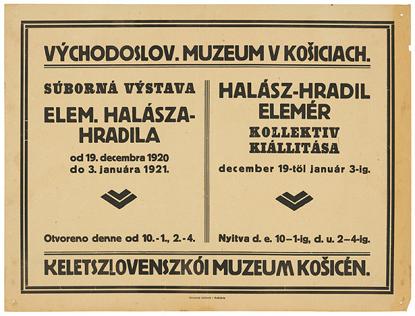 Neznámy autor – Súborná výstava Elem. Halásza-Hradila. Halász-Hradil Elemér kolektiv kiállitása. Východoslov. muzeum v Košiciach.