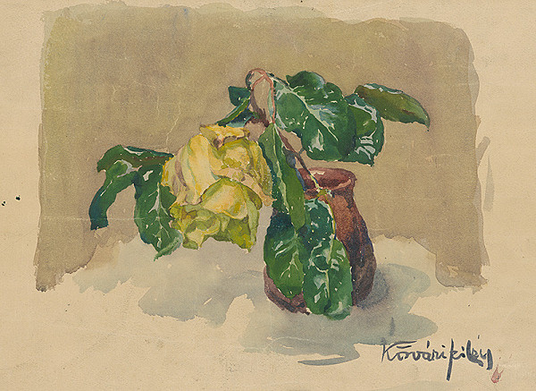 Konštantín Kövári-Kačmarik – Váza so žltou ružou