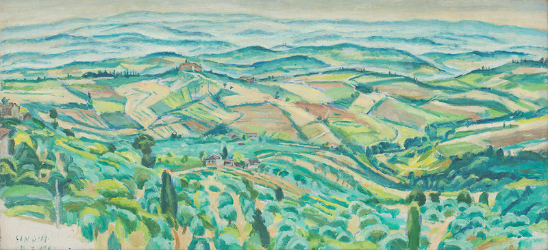 Ernest Zmeták - Pohľad na San Gimignano, 1962